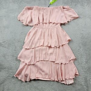 Sam Edelman Dress Womens XS Blush Pink Off the Shoulder‎ Tier Mini Prom Dance